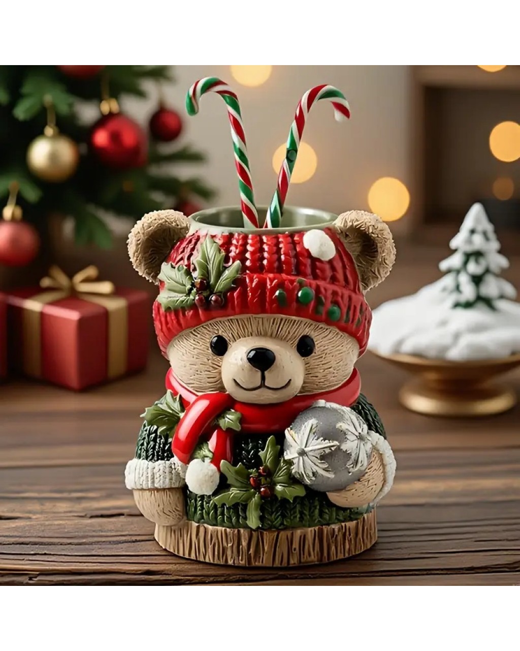 YY5975 Noel Ağacı Ayıcık Saksı Mumluk Silikon Kalıp